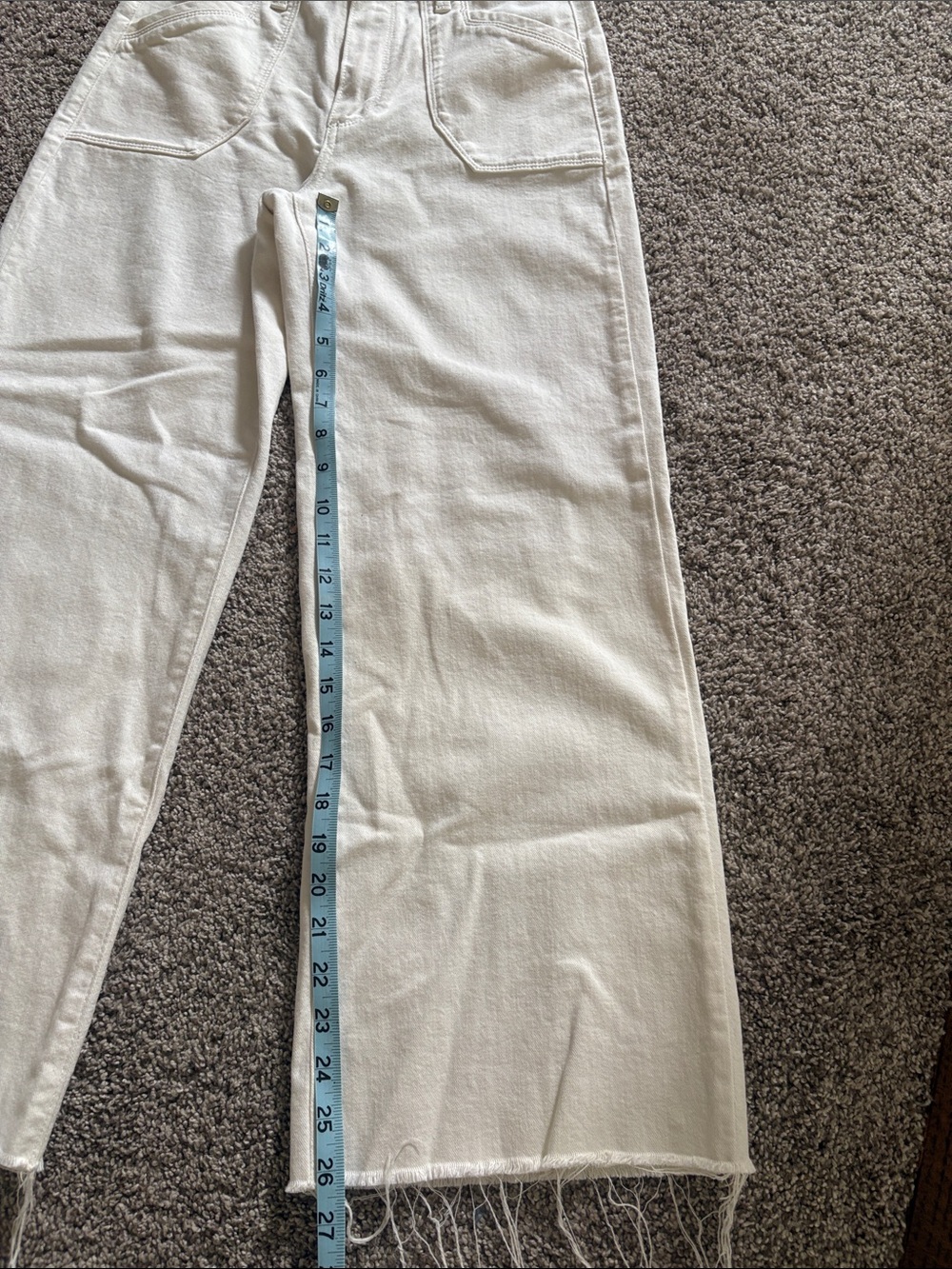 PAIGE Cream Wide-Leg Crop Jeans - Picture 10 of 11